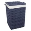 Navy Blue Square Laundry Floor Standing Hamper With Ivory Liner, Large -Household Items Shop navy blue square laundry floor standing hamper with ivory liner large