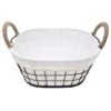 Oval Black Metal Wire Basket With Handles & Liner, 11" -Household Items Shop oval black metal wire basket with handles liner 11