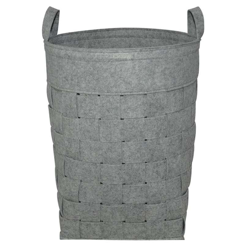 Oval Woven Felt Hamper, Light Grey 3 Oval Woven Felt Hamper, Light Grey