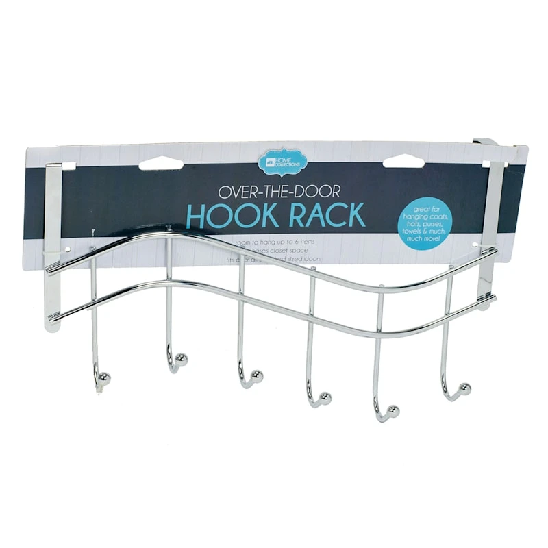 Over The Door Hook Rack, Silver 3 Over The Door Hook Rack, Silver