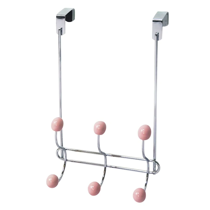 Pink Wire & Jasmine Chrome Over The Door Hanger 3 Pink Wire & Jasmine Chrome Over The Door Hanger