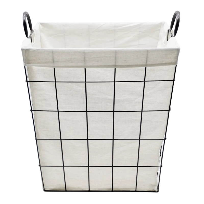 Rectangle Metal Wire Laundry Hamper, Black 3 Rectangle Metal Wire Laundry Hamper, Black