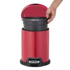 Red Round Pedal Bin, 5l -Household Items Shop red round pedal bin 5l 1