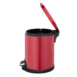 Red Round Pedal Bin, 5l -Household Items Shop red round pedal bin 5l 2