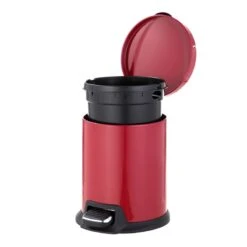 Red Round Pedal Bin, 5l -Household Items Shop red round pedal bin 5l 3