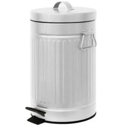 Retro White Step Trash Bin, 12l