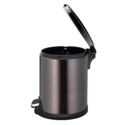 Round Black Stainless Steel Pedal Bin, 5l -Household Items Shop round black stainless steel pedal bin 5l 1