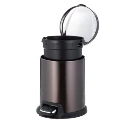 Round Black Stainless Steel Pedal Bin, 5l -Household Items Shop round black stainless steel pedal bin 5l 2