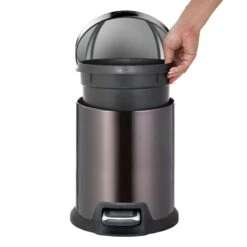 Round Black Stainless Steel Pedal Bin, 5l -Household Items Shop round black stainless steel pedal bin 5l 3