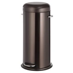 Round Black Stainless Steel Retro Pedal Trash Bin, 30l