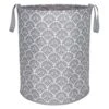 Round Collapsible Laundry Hamper With Handles, Grey Floral -Household Items Shop round collapsible laundry hamper with handles grey floral