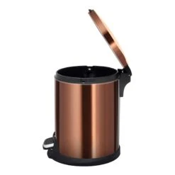 Round Copper Stainless Steel Pedal Bin, 5l -Household Items Shop round copper stainless steel pedal bin 5l 1