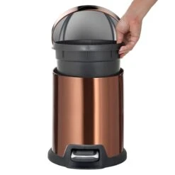 Round Copper Stainless Steel Pedal Bin, 5l -Household Items Shop round copper stainless steel pedal bin 5l 2