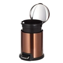 Round Copper Stainless Steel Pedal Bin, 5l -Household Items Shop round copper stainless steel pedal bin 5l 3