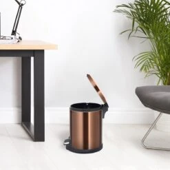 Round Copper Stainless Steel Pedal Bin, 5l -Household Items Shop round copper stainless steel pedal bin 5l 4
