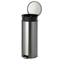 Round Stainless Steel Pedal Trash Bin With Thin Lid, 30l -Household Items Shop round stainless steel pedal trash bin with thin lid 30l 1