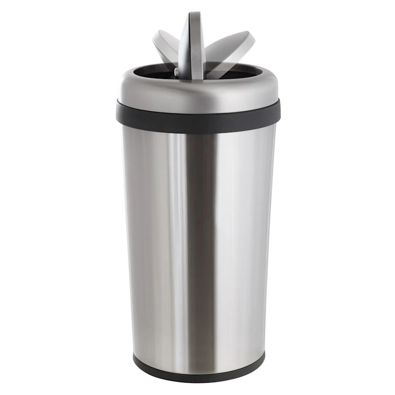 Round Stainless Steel Swing-Top Trash Bin, 45l 4 Round Stainless Steel Swing-Top Trash Bin, 45l - Image 2