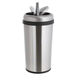 Round Stainless Steel Swing-Top Trash Bin, 45l 8 Round Stainless Steel Swing-Top Trash Bin, 45l -Household Items Shop round stainless steel swing top trash bin 45l 2