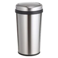 Round Stainless Steel Swing-Top Trash Bin, 45l
