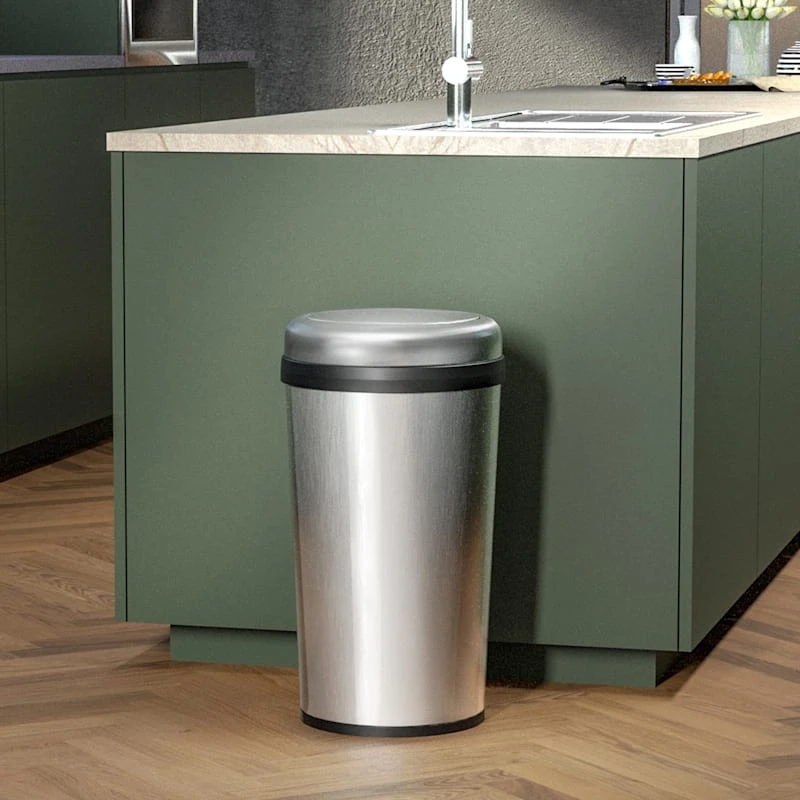 Round Stainless Steel Swing-Top Trash Bin, 45l 6 Round Stainless Steel Swing-Top Trash Bin, 45l - Image 4