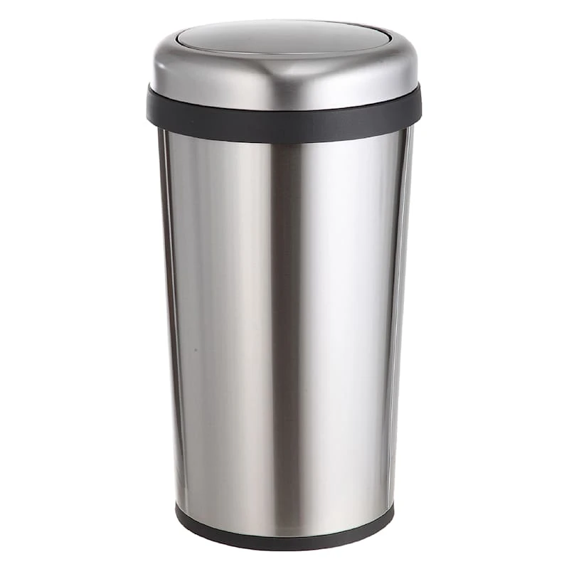Round Stainless Steel Swing-Top Trash Bin, 45l 3 Round Stainless Steel Swing-Top Trash Bin, 45l