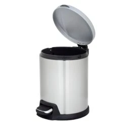 Round White Stainless Steel Pedal Bin, 5l -Household Items Shop round white stainless steel pedal bin 5l 2