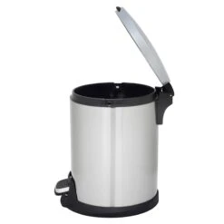 Round White Stainless Steel Pedal Bin, 5l -Household Items Shop round white stainless steel pedal bin 5l 3