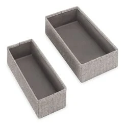 Set Of 4 Fabric Drawer Organizers, Black Herringbone -Household Items Shop set of 4 fabric drawer organizers black herringbone 2