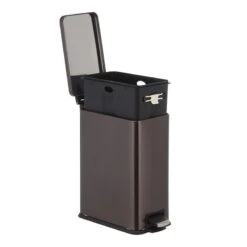 Slim Rectangle Black Stainless Steel Pedal Bin, 9.7l 6 Slim Rectangle Black Stainless Steel Pedal Bin, 9.7l -Household Items Shop slim rectangle black stainless steel pedal bin 9.7l 1
