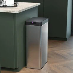 Stainless Steel Rectangle Sensor Bin, 68l -Household Items Shop stainless steel rectangle sensor bin 68l 4