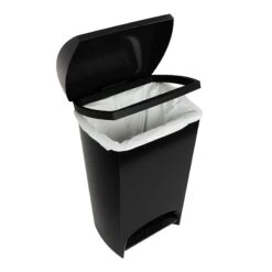 Two-Step Black Trash Can, 12gal -Household Items Shop two step black trash can 12gal 2