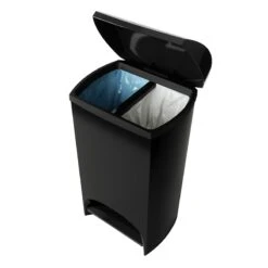 Two-Step Black Trash Can, 12gal -Household Items Shop two step black trash can 12gal 3