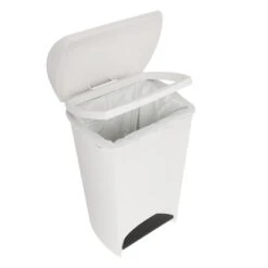 Two-Step White Trash Can, 12gal -Household Items Shop two step white trash can 12gal 2