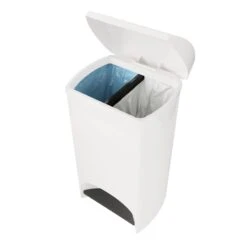 Two-Step White Trash Can, 12gal -Household Items Shop two step white trash can 12gal 3