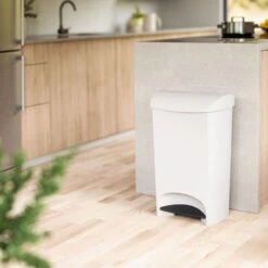 Two-Step White Trash Can, 12gal -Household Items Shop two step white trash can 12gal 5