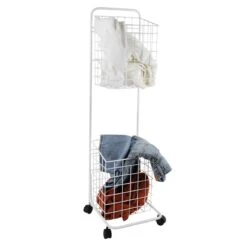 Ty Pennington White Double Hamper Cart -Household Items Shop ty pennington white double hamper cart 2