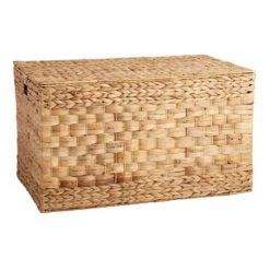 Water Hyacinth Storage Trunk With Flat Lid, Large