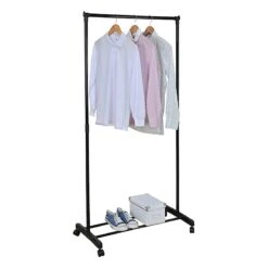 Wheeled Metal Garment Rack, Black