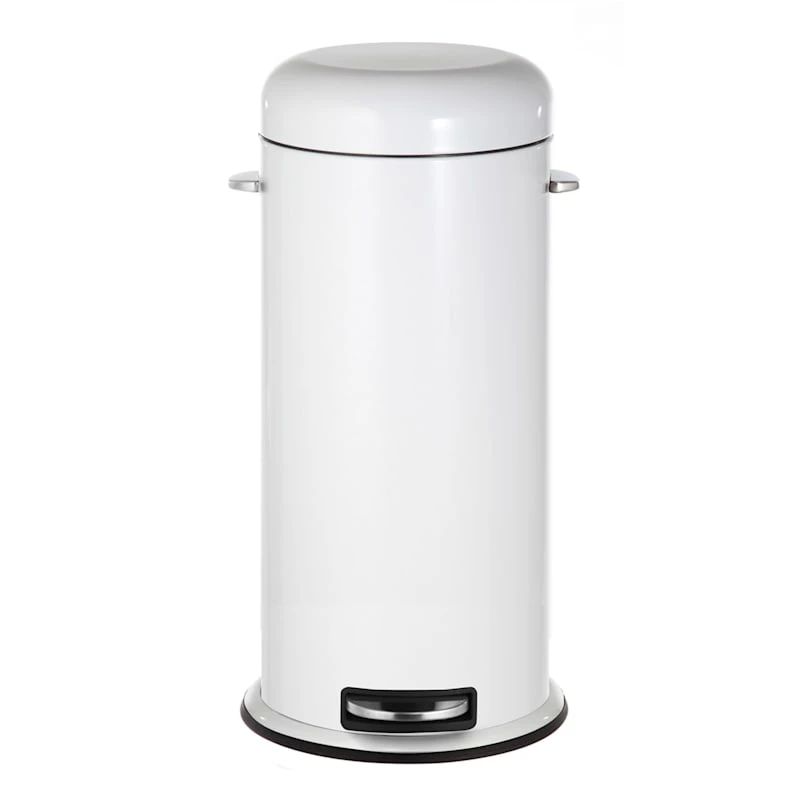 White Round Retro Pedal Bin, 30l 4 White Round Retro Pedal Bin, 30l - Image 2