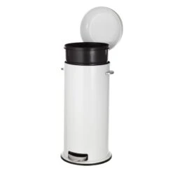 White Round Retro Pedal Bin, 30l 8 White Round Retro Pedal Bin, 30l -Household Items Shop white round retro pedal bin 30l 2