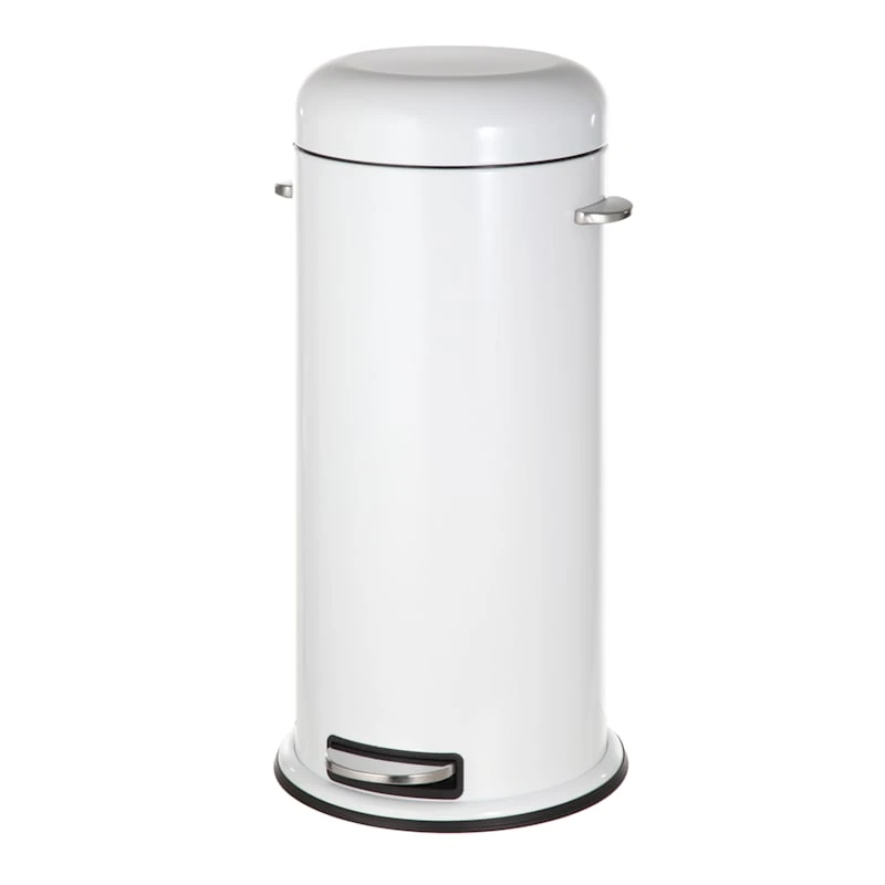 White Round Retro Pedal Bin, 30l 3 White Round Retro Pedal Bin, 30l