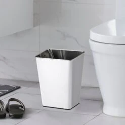 White Stainless Steel Open Top Bin, 11.7l 11 White Stainless Steel Open Top Bin, 11.7l -Household Items Shop white stainless steel open top bin 11.7l 4