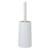 White Toilet Brush With Bamboo Lid