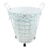 White Wire Laundry Hamper On Wheels With Removable Floral Print Liner 2 White Wire Laundry Hamper On Wheels With Removable Floral Print Liner -Household Items Shop white wire laundry hamper on wheels with removable floral print liner