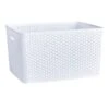 White Y-Weave Plastic Storage Basket, Extra Large -Household Items Shop white y weave plastic storage basket extra large