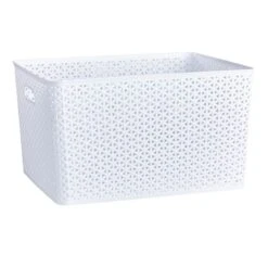 White Y-Weave Plastic Storage Basket, Extra Large