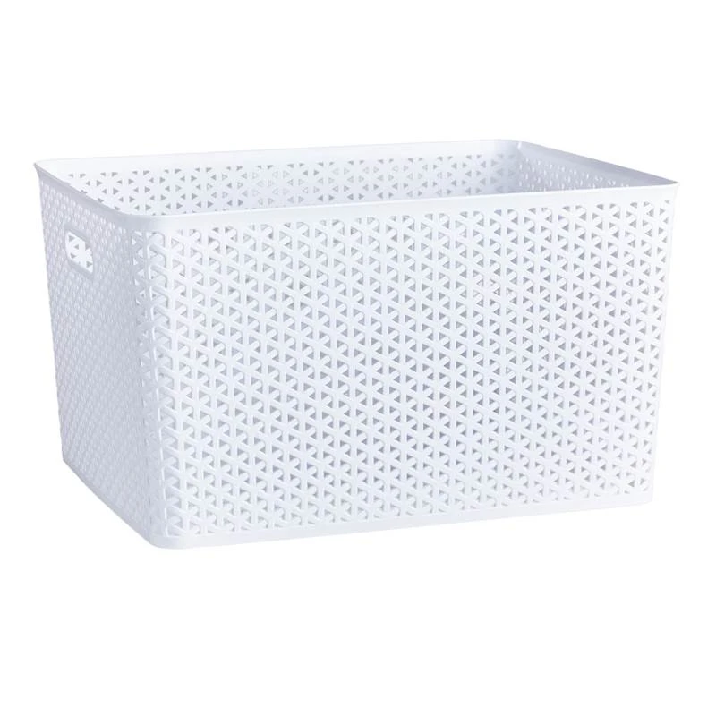 White Y-Weave Plastic Storage Basket, Extra Large 3 White Y-Weave Plastic Storage Basket, Extra Large