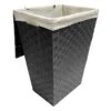 Woven Band Laundry Hamper With Lid & Removable Liner, Light Grey -Household Items Shop woven band laundry hamper with lid removable liner light grey