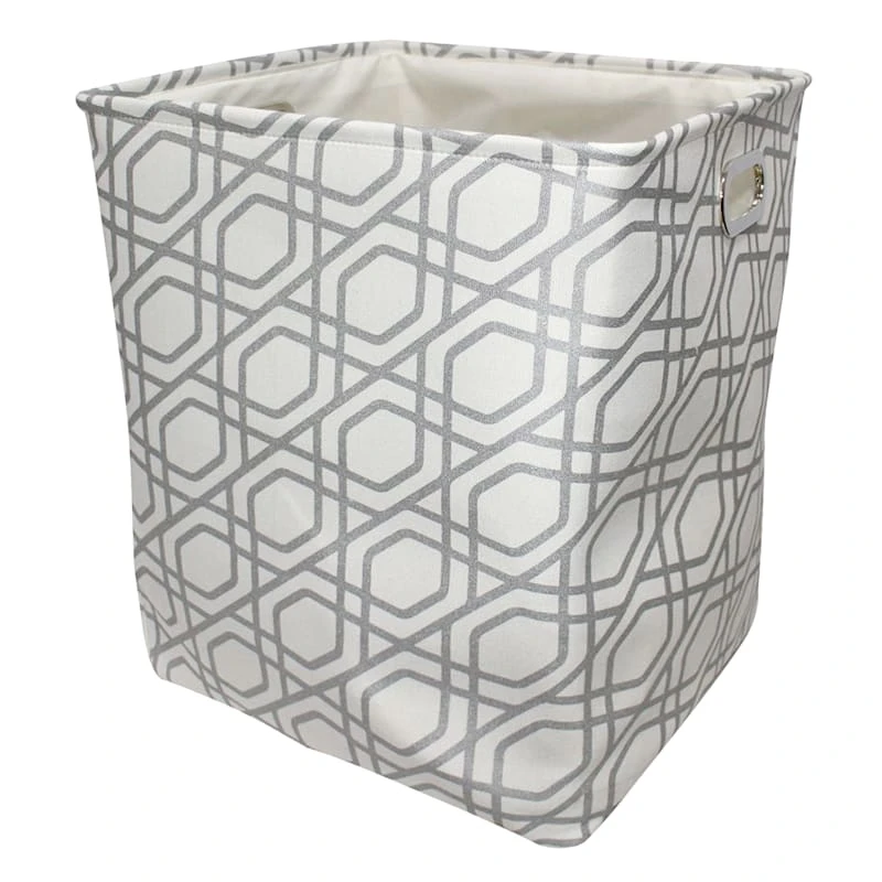 XLarge Square Fabric Basket Geo Grey 3 XLarge Square Fabric Basket Geo Grey